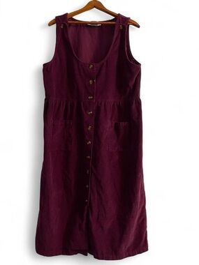 twotwenty Vintage 90s Purple Corduroy Jumper Sleeveless Dress Cottagecore Cotton